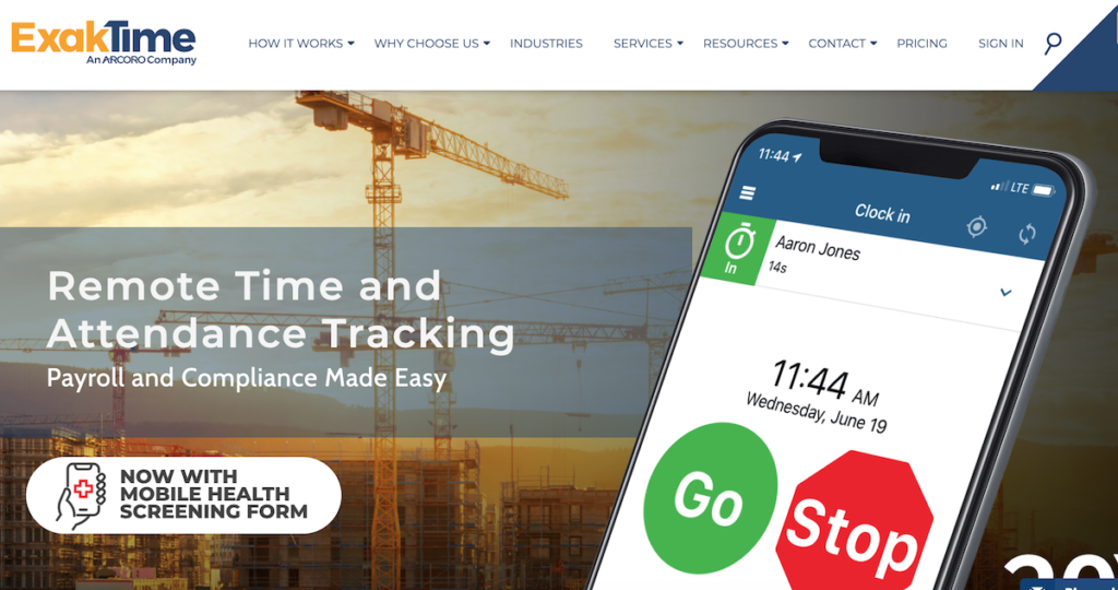 Exaktime time clock app for construction