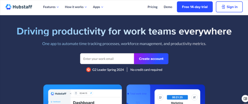 Hubstaff construction time tracking software solution