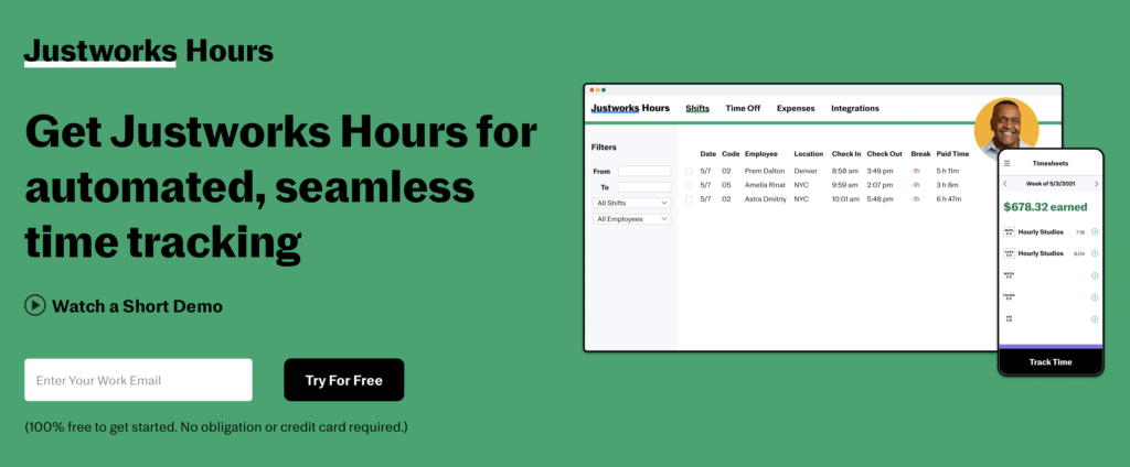 Justworks time tracker app for employees